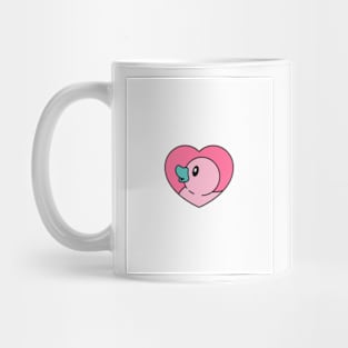 Cute Duck With A Pink Heart Background Mug